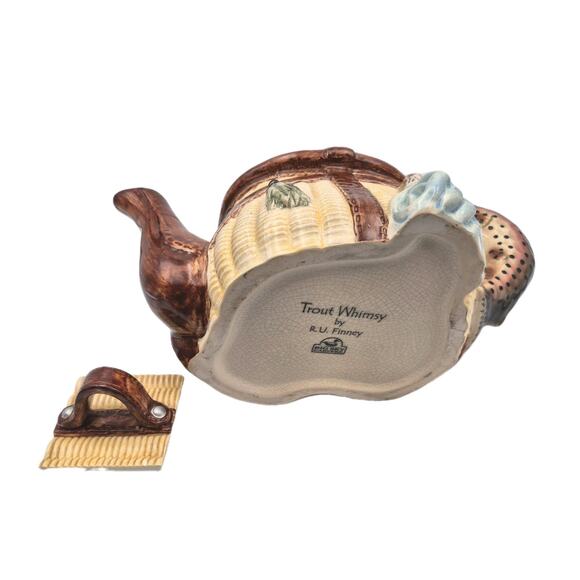 Big Sky Carvers Trout Whimsey Ceramic Teapot RU Finney Fishing 11.5x7x7" - Picture 11 of 14